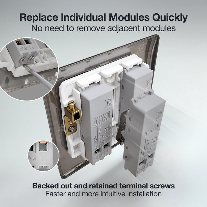 BG GridLite MBN14BELL 20A 1-Way Retractive Switch Module "Bell Symbol" - Black Nickel