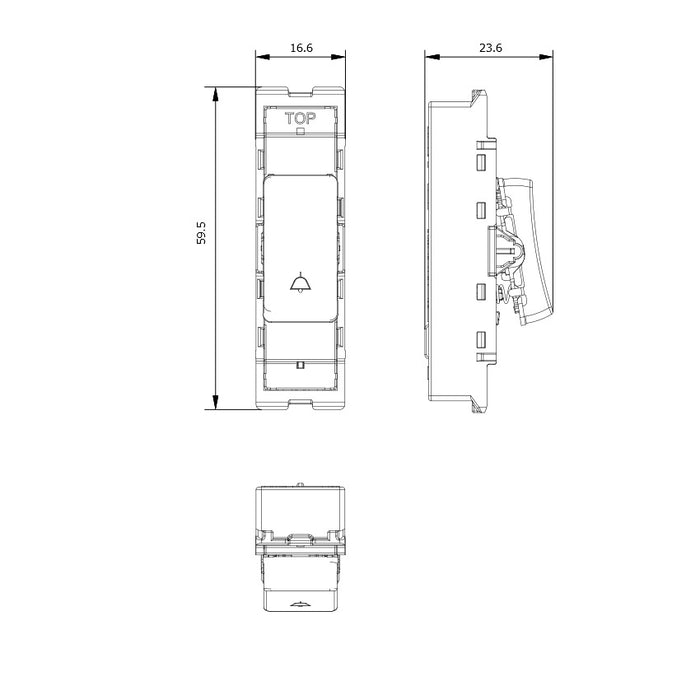 BG GridLite MBN14BELL 20A 1-Way Retractive Switch Module "Bell Symbol" - Black Nickel