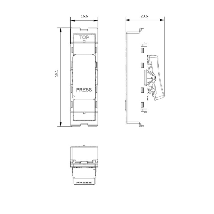BG GridLite MBN14PR 20A 1-Way Retractive Switch Module "PRESS" - Black Nickel