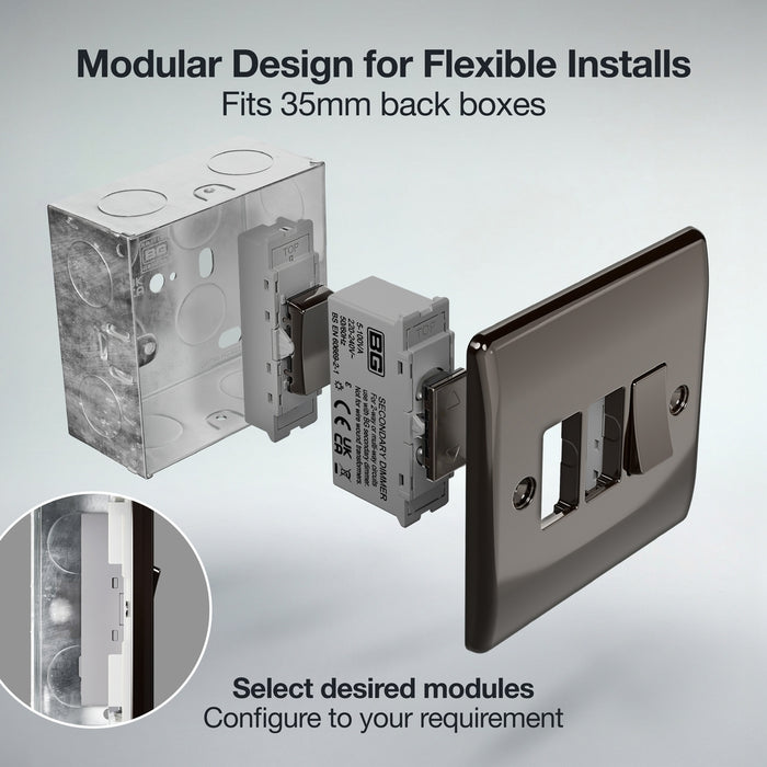 BG GridLite MBNTDS 100W Secondary Touch LED Dimmer Module - Black Nickel
