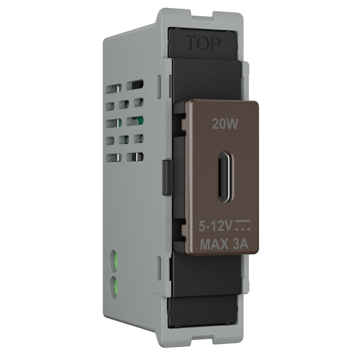 BG GridLite MBNUSBC20B 20W USB-C Module - Black Nickel