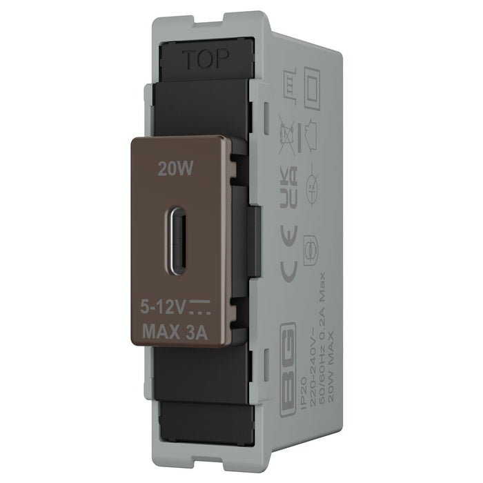 BG GridLite MBNUSBC20B 20W USB-C Module - Black Nickel
