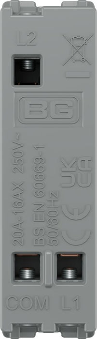BG GridLite MBS12 20A 16AX SP 2-Way Switch Module - Brushed Steel