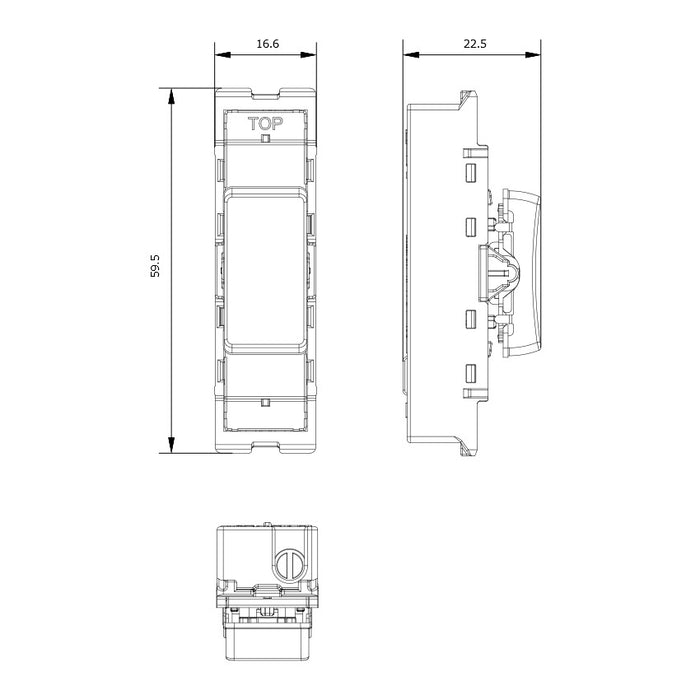 BG GridLite MBS12C 20A SP 2-Way (Centre Off) Switch Module - Brushed Steel