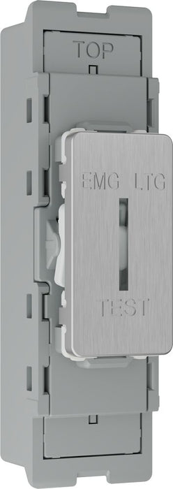 BG GridLite MBS12EL 20A 16AX SP 2-Way Key Switch Module "EMG LTG TEST" - Brushed Steel