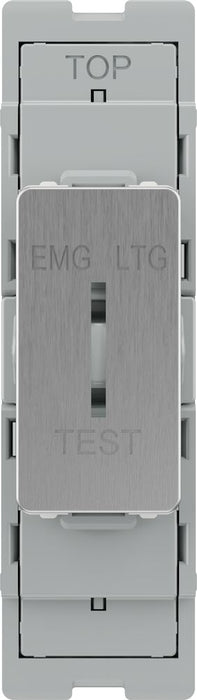 BG GridLite MBS12EL 20A 16AX SP 2-Way Key Switch Module "EMG LTG TEST" - Brushed Steel