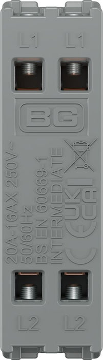 BG GridLite MBS13 20A 16AX 2-Way Intermediate Switch Module - Brushed Steel