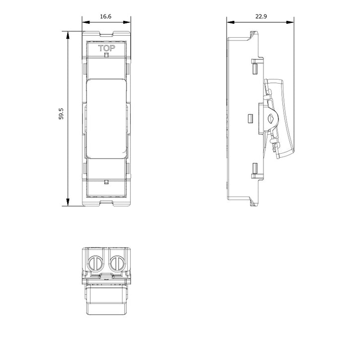 BG GridLite MBS13 20A 16AX 2-Way Intermediate Switch Module - Brushed Steel