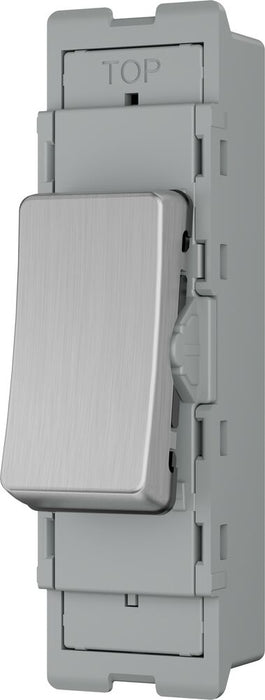 BG GridLite MBS14 20A 1-Way Retractive Switch Module - Brushed Steel