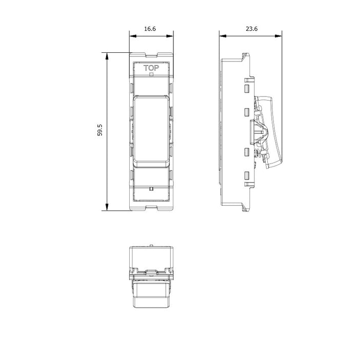 BG GridLite MBS14 20A 1-Way Retractive Switch Module - Brushed Steel