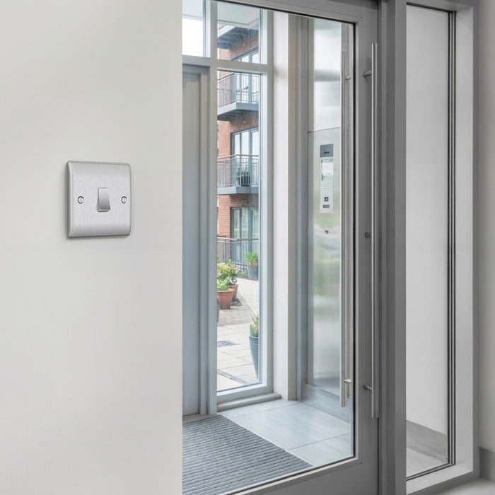 BG GridLite MBS142 20A 2-Way Retractive Switch Module - Brushed Steel
