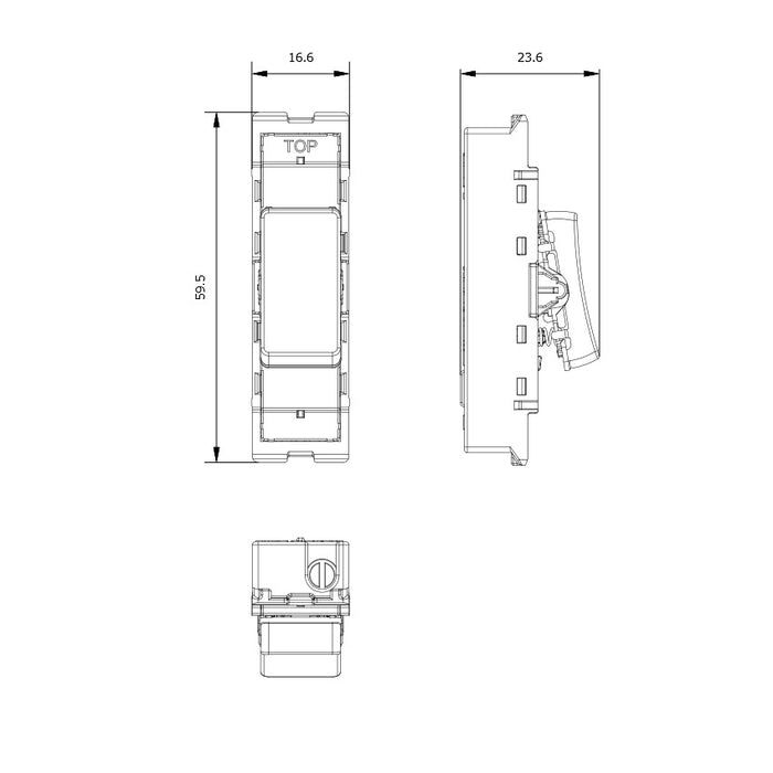BG GridLite MBS142 20A 2-Way Retractive Switch Module - Brushed Steel