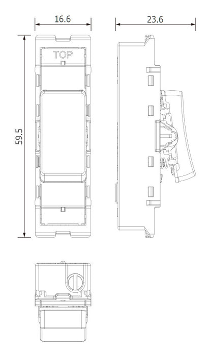 BG GridLite MBS142 20A 2-Way Retractive Switch Module - Brushed Steel