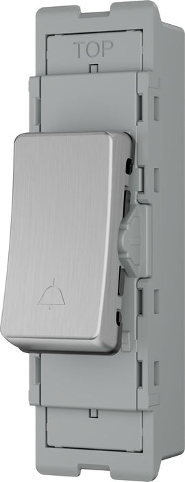 BG GridLite MBS142BELL 20A 2-Way Retractive Switch Module "Bell Symbol" - Brushed Steel