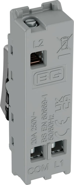 BG GridLite MBS142BELL 20A 2-Way Retractive Switch Module "Bell Symbol" - Brushed Steel