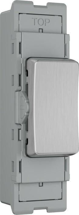 BG GridLite MBS142C 20A SP 2-Way Retractive (Centre Off) Switch Module - Brushed Steel