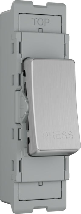 BG GridLite MBS142PR 20A 2-Way Retractive Switch Module "PRESS" - Brushed Steel