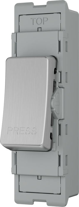 BG GridLite MBS142PR 20A 2-Way Retractive Switch Module "PRESS" - Brushed Steel