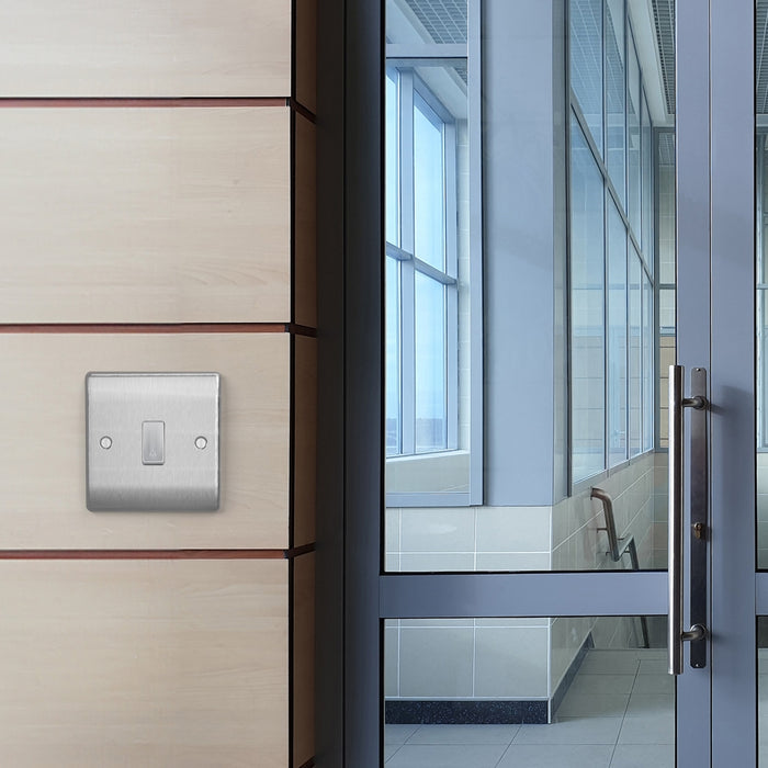BG GridLite MBS14BELL 20A 1-Way Retractive Switch Module "Bell Symbol" - Brushed Steel
