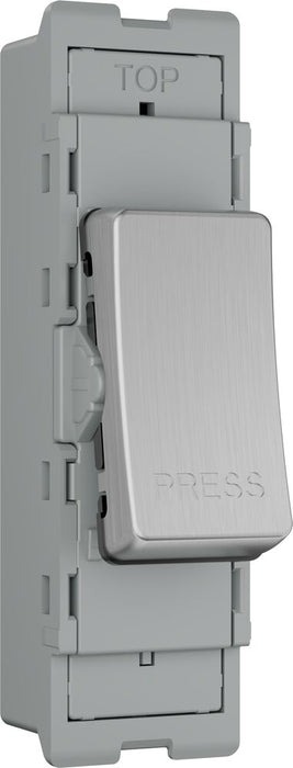 BG GridLite MBS14PR 20A 1-Way Retractive Switch Module "PRESS" - Brushed Steel