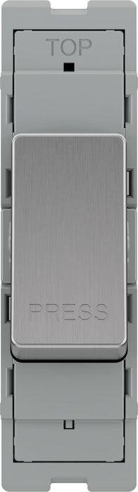 BG GridLite MBS14PR 20A 1-Way Retractive Switch Module "PRESS" - Brushed Steel