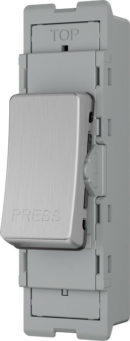 BG GridLite MBS14PR 20A 1-Way Retractive Switch Module "PRESS" - Brushed Steel