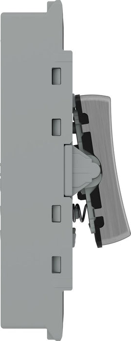 BG GridLite MBS14PR 20A 1-Way Retractive Switch Module "PRESS" - Brushed Steel