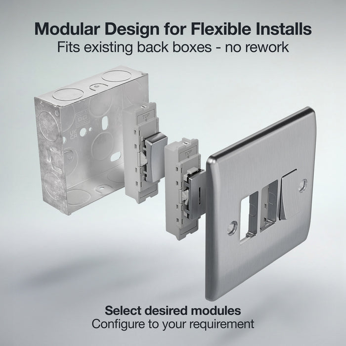BG GridLite MBSBLNK Blank Module - Brushed Steel