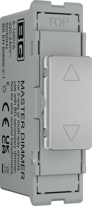 BG GridLite MBSTDM 100W Master Touch LED Dimmer Module - Brushed Steel