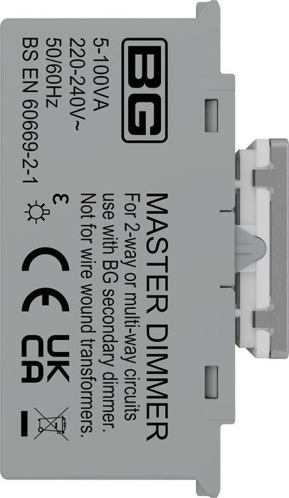 BG GridLite MBSTDM 100W Master Touch LED Dimmer Module - Brushed Steel