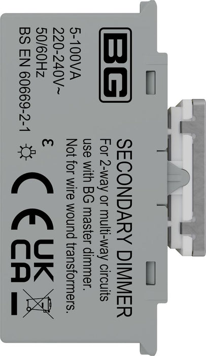 BG GridLite MBSTDS 100W Secondary Touch LED Dimmer Module - Brushed Steel