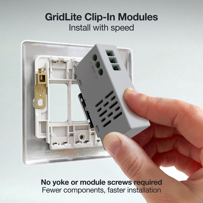 BG GridLite MBSTDS 100W Secondary Touch LED Dimmer Module - Brushed Steel