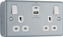 BG MC522UAC22 Metal Clad 13A Double Switched Power Socket + USB A+C (22W) - westbasedirect.com