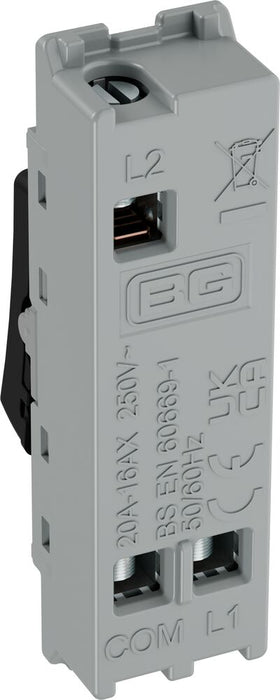 BG GridLite MFB12 20A 16AX SP 2-Way Switch Module - Matt Black