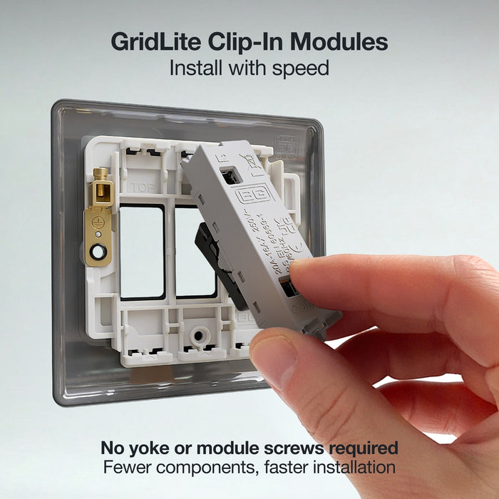 BG GridLite MFB12 20A 16AX SP 2-Way Switch Module - Matt Black