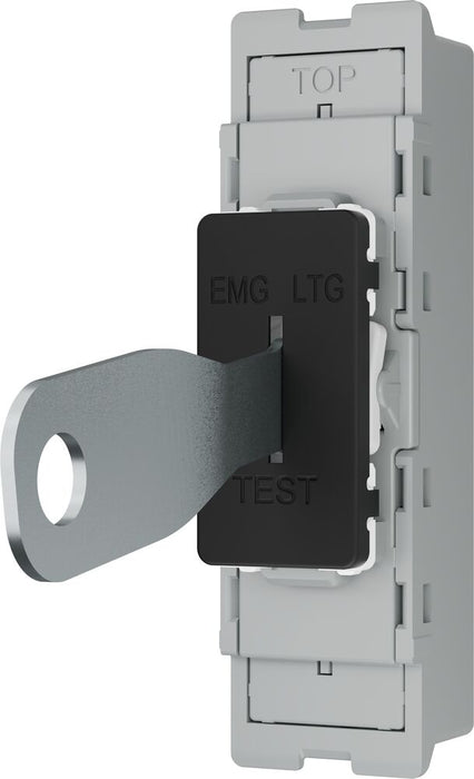 BG GridLite MFB12EL 20A 16AX SP 2-Way Key Switch Module "EMG LTG TEST" - Matt Black