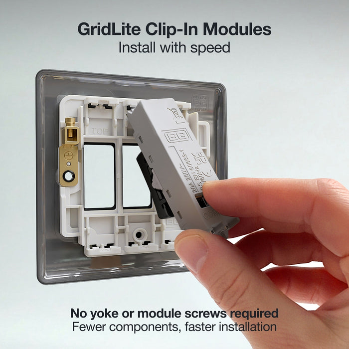 BG GridLite MFB14 20A 1-Way Retractive Switch Module - Matt Black