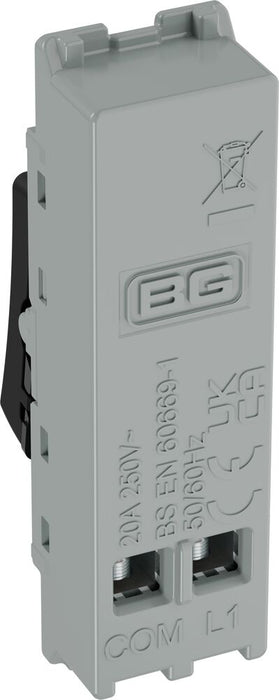 BG GridLite MFB14PR 20A 1-Way Retractive Switch Module "PRESS" - Matt Black