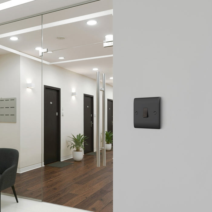 BG GridLite MFB14PR 20A 1-Way Retractive Switch Module "PRESS" - Matt Black