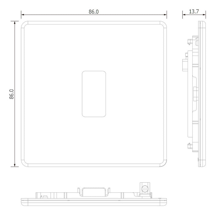 BG GridLite MFBN1 Flatplate Screwless 1G Grid Front Plate - Black Nickel