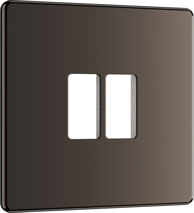 BG GridLite MFBN2 Flatplate Screwless 2G Grid Front Plate - Black Nickel