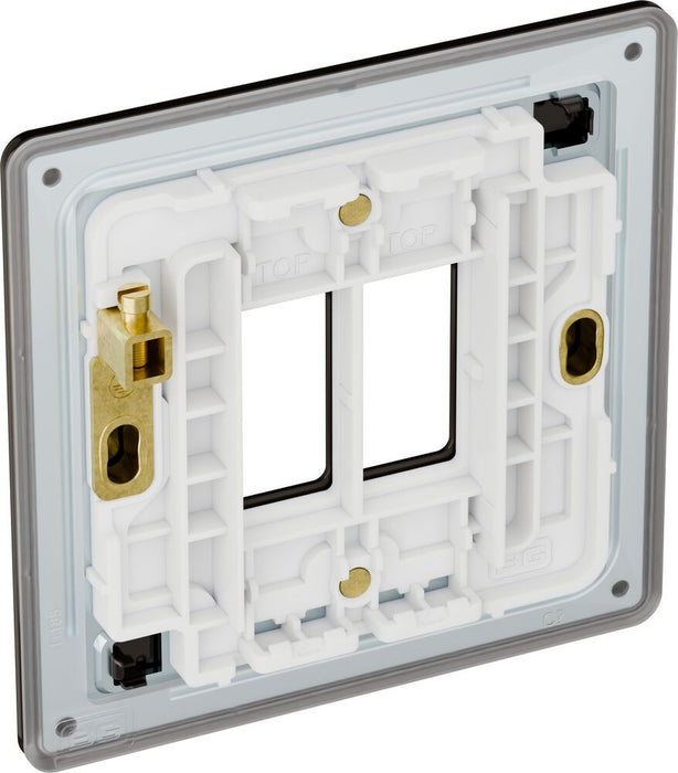 BG GridLite MFBN2 Flatplate Screwless 2G Grid Front Plate - Black Nickel