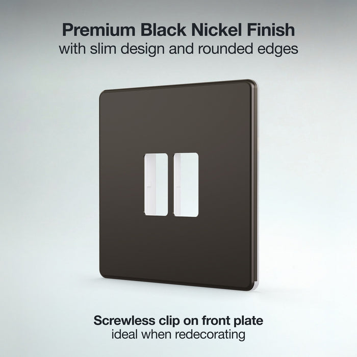 BG GridLite MFBN2 Flatplate Screwless 2G Grid Front Plate - Black Nickel
