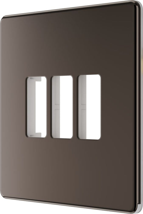 BG GridLite MFBN3 Flatplate Screwless 3G Grid Front Plate - Black Nickel