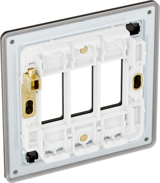 BG GridLite MFBN3 Flatplate Screwless 3G Grid Front Plate - Black Nickel