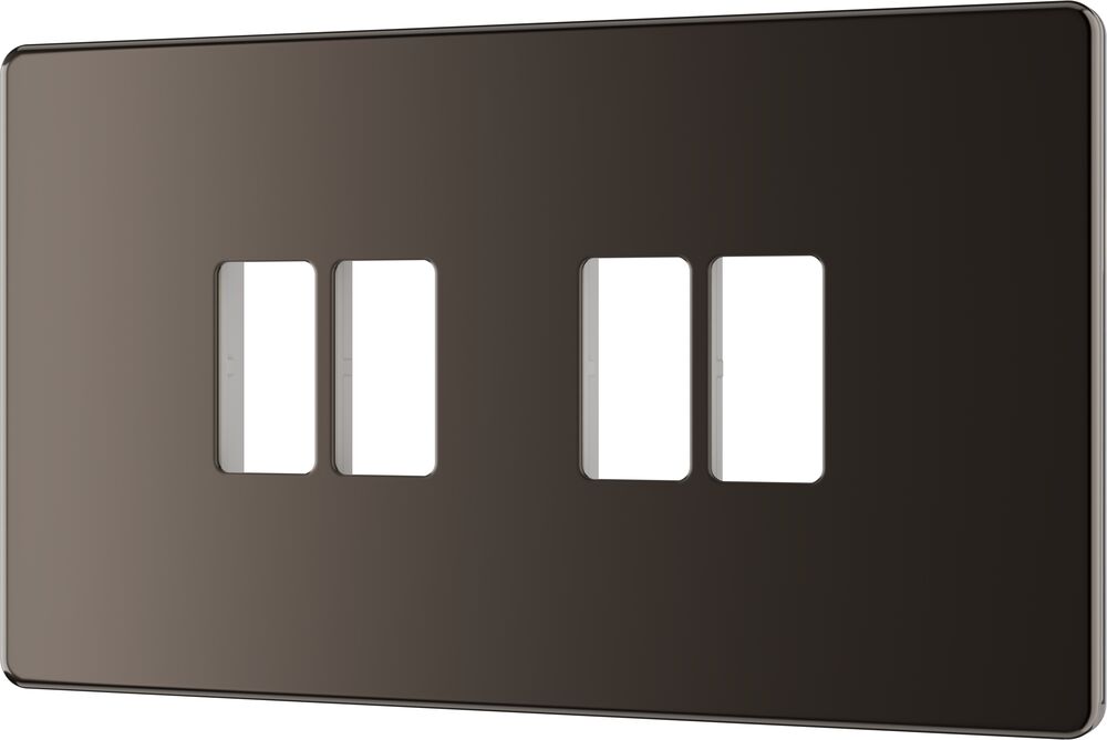 BG GridLite MFBN4 Flatplate Screwless 4G Grid Front Plate - Black Nickel