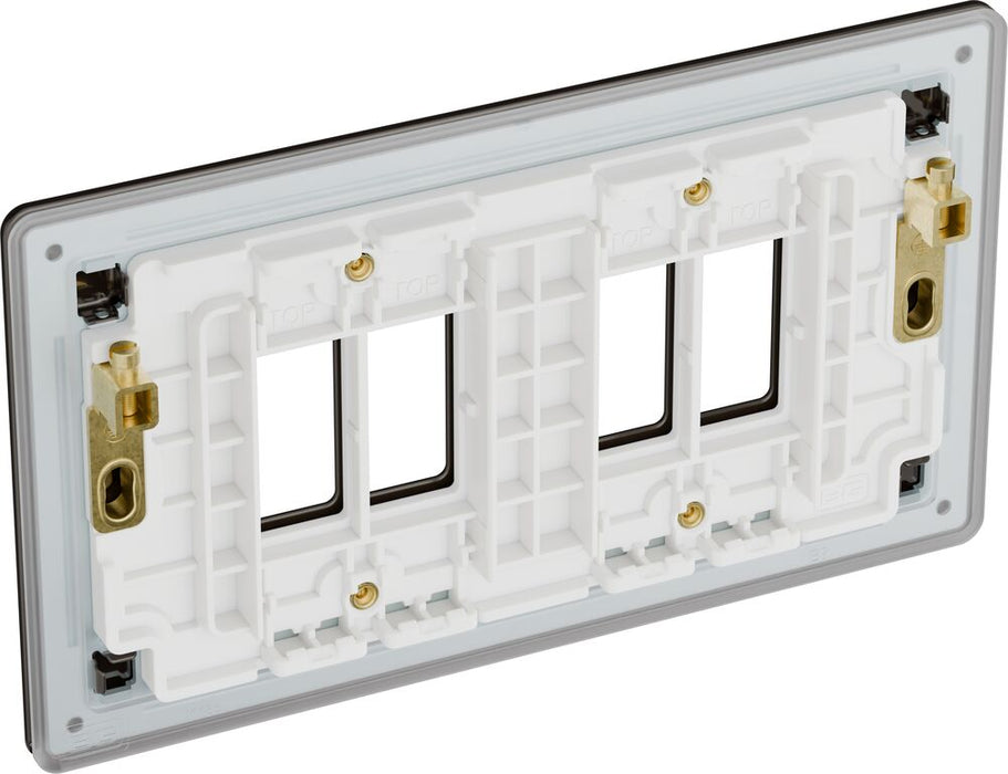 BG GridLite MFBN4 Flatplate Screwless 4G Grid Front Plate - Black Nickel