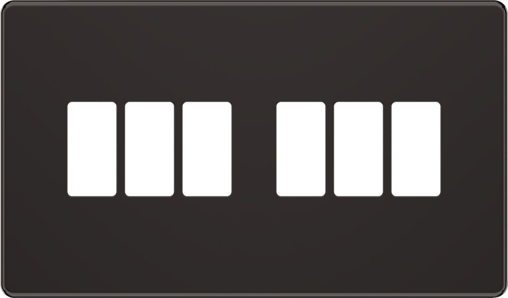 BG GridLite MFBN6 Flatplate Screwless 6G Grid Front Plate - Black Nickel