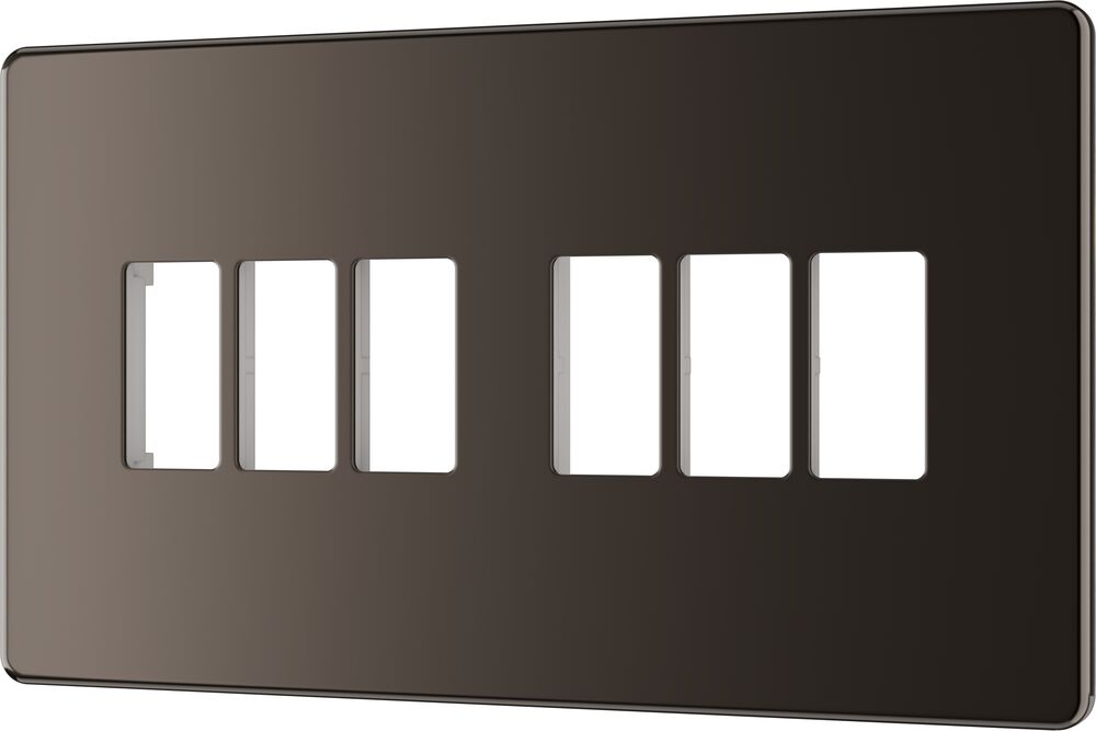 BG GridLite MFBN6 Flatplate Screwless 6G Grid Front Plate - Black Nickel