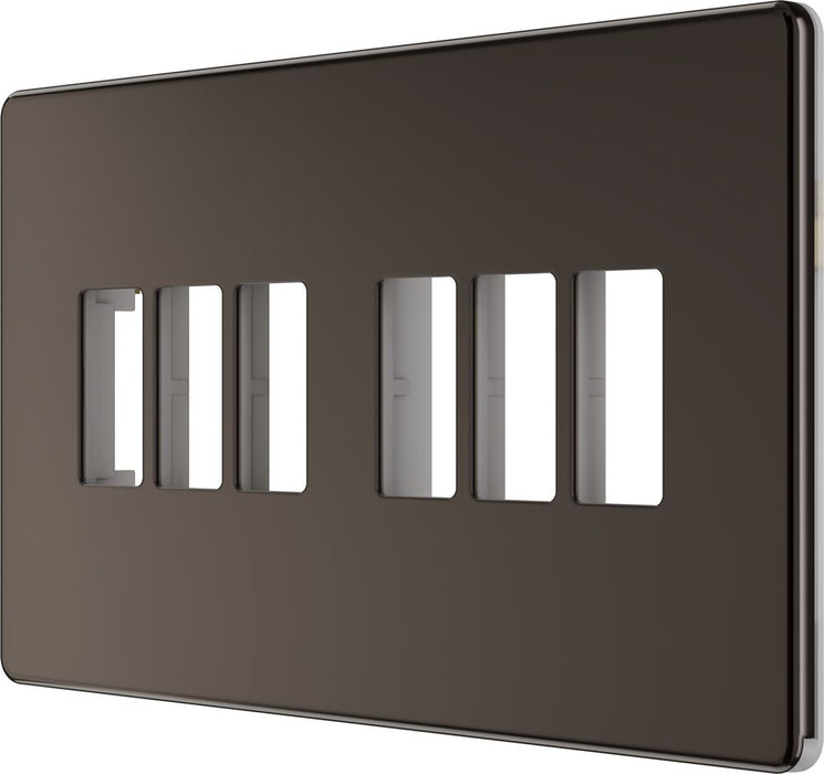 BG GridLite MFBN6 Flatplate Screwless 6G Grid Front Plate - Black Nickel